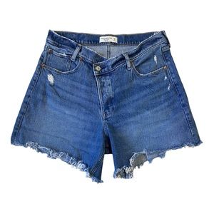 Abercrombie & Fitch The 5” Dad Short Women 12 /31 Blue High Rise Crossover Waist